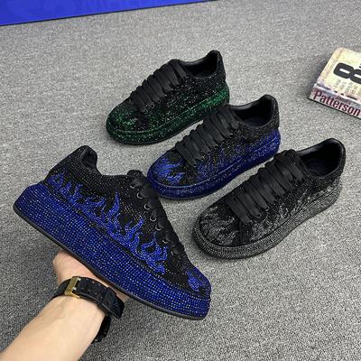 Moda Luxo Designer Masculino Glamour Strass Azul Plataforma Sapatos de Baile Flats Casuais Mocassins Masculinos Rock Hip-hop Tênis de Caminhada