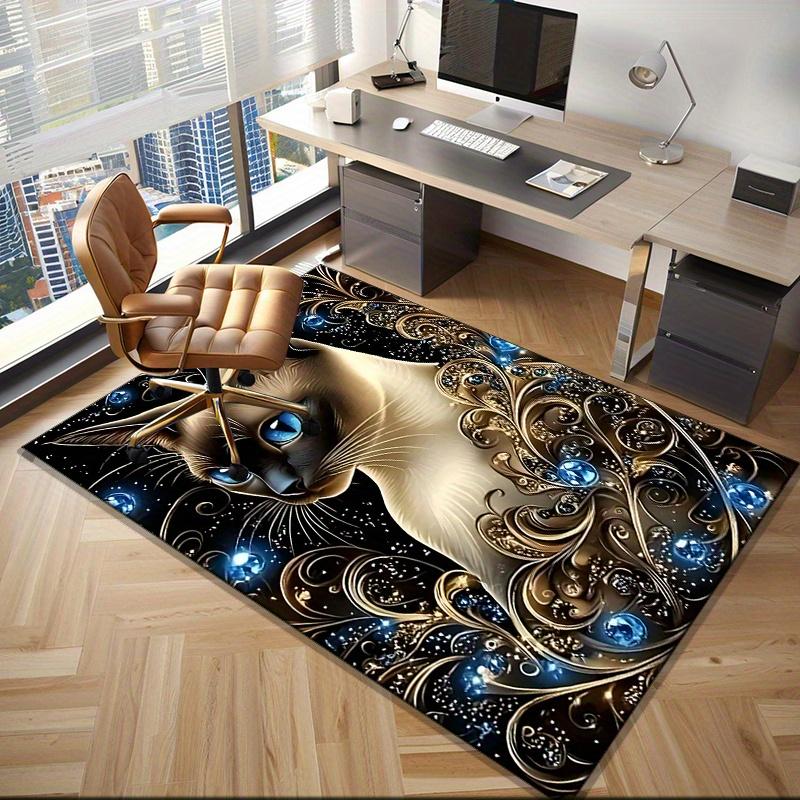 Siamese Cat Rug for Office Desk  Stylish Animal Print Mat Comfortable Seating Area Unique Desk Accessories Skid resistant carpet