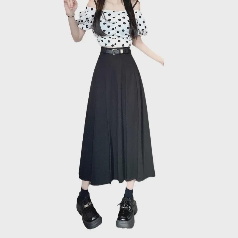 Belted High-End Original Women's Pleated Suit Skirt – New Spring/Summer Slim Fit Mid-Length