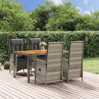 Vidaxl 5-Cz. Set di Mobili da Giardino con Cuscini, Grigio, Rattan PE