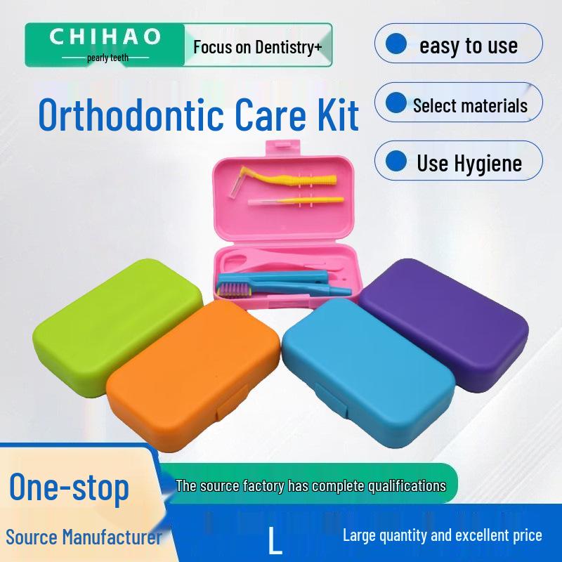 Orthodontic Care Kit: Interdental & Gap Brushes with Invisible Braces Toothbrush and Portable Storage Box