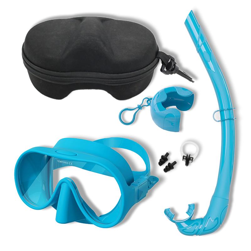NEW Tempered Glass Freediving Mask Snorkeling Set Foldable Snorkel Diving Mask All-Inclusive Silicone