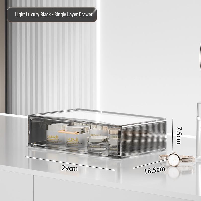 

Luxury Plastic Vanity Table with Large Capacity Cosmetic Storage Shelf As shown