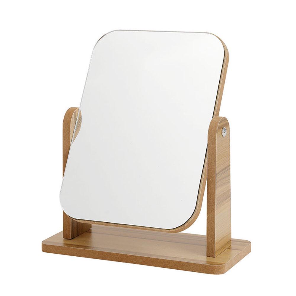 INS-Stil Holz-Drehspiegel für Studentinnen - Prinzessin Schreibtisch-Spiegel mit Holzmaserung