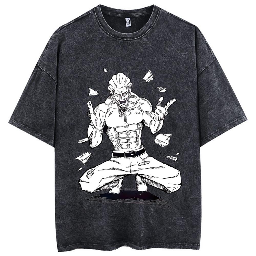 Anime Jujutsu Kaisen Fushiguro Toji Printed T Shirt Men Women Manga Tshirts Washed Cotton T-shirt Harajuku Unisex Oversized Tee