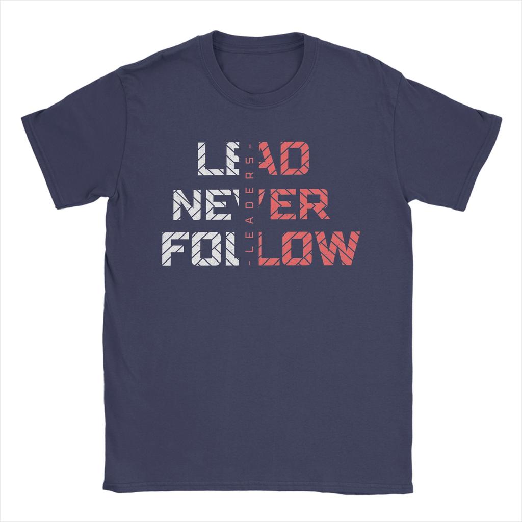 leader never follow leaders TShirts Men  Creative Pure Cotton Tee Shirt Crewneck Short Sleeve T Shirt Plus Size Tops