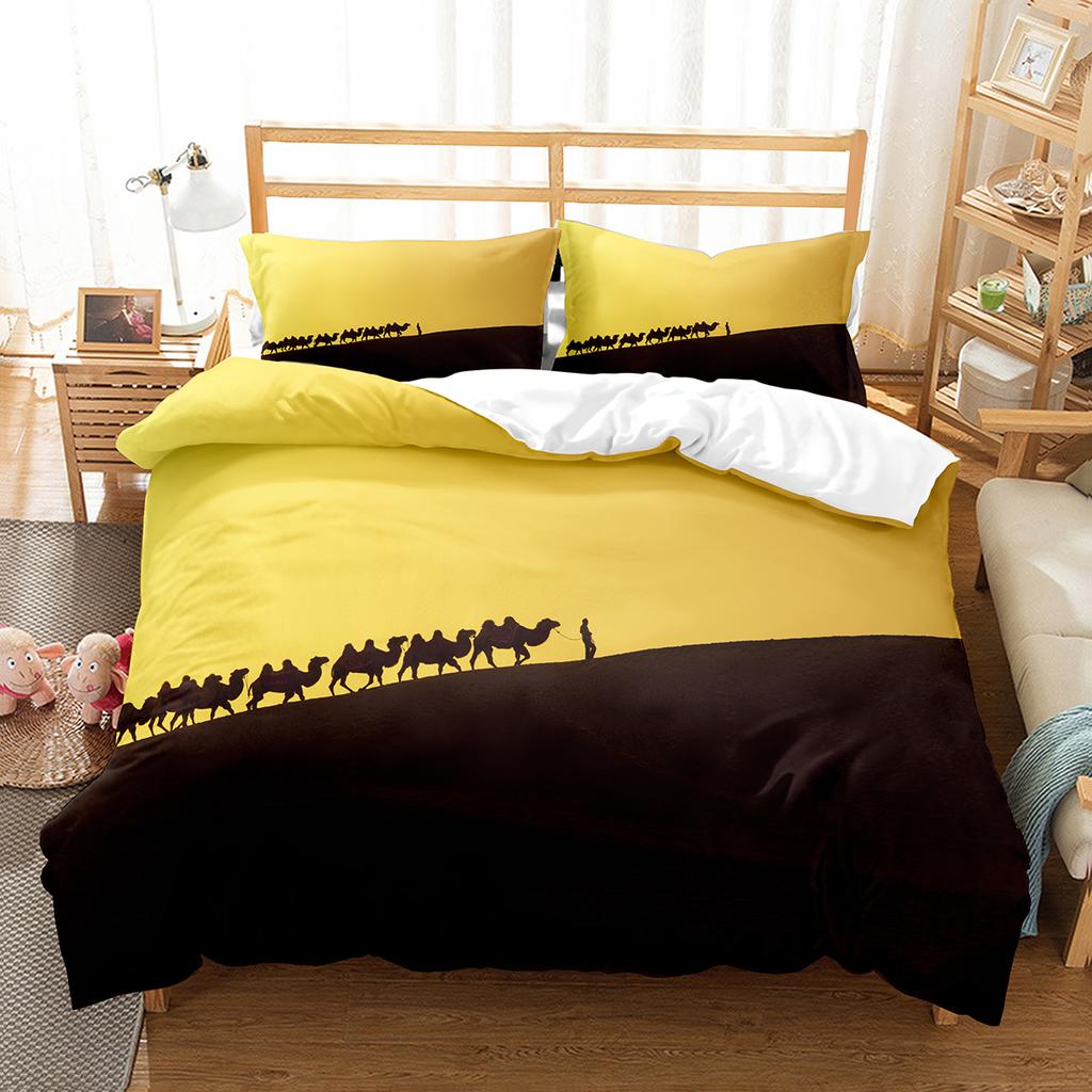 Camel King Queen Duvet Cover Tropical Desert Animals Bedding Set Lovely Wildlife Quilt Cover 2/3pcs Polyester Comforter Cover