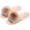 Fashion New Winter Open Toe Slipper Fashion Fur Thick Sole Flats Heel Ladies Casual Slip On Bedroom Shoes Soft Outdoor Slides Shoes