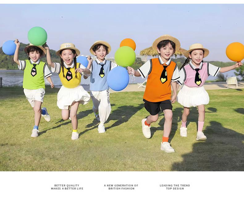 Children's Academy Style Summer Uniform Set - Short Sleeve School Sports Uniform for Kindergarten and Primary School