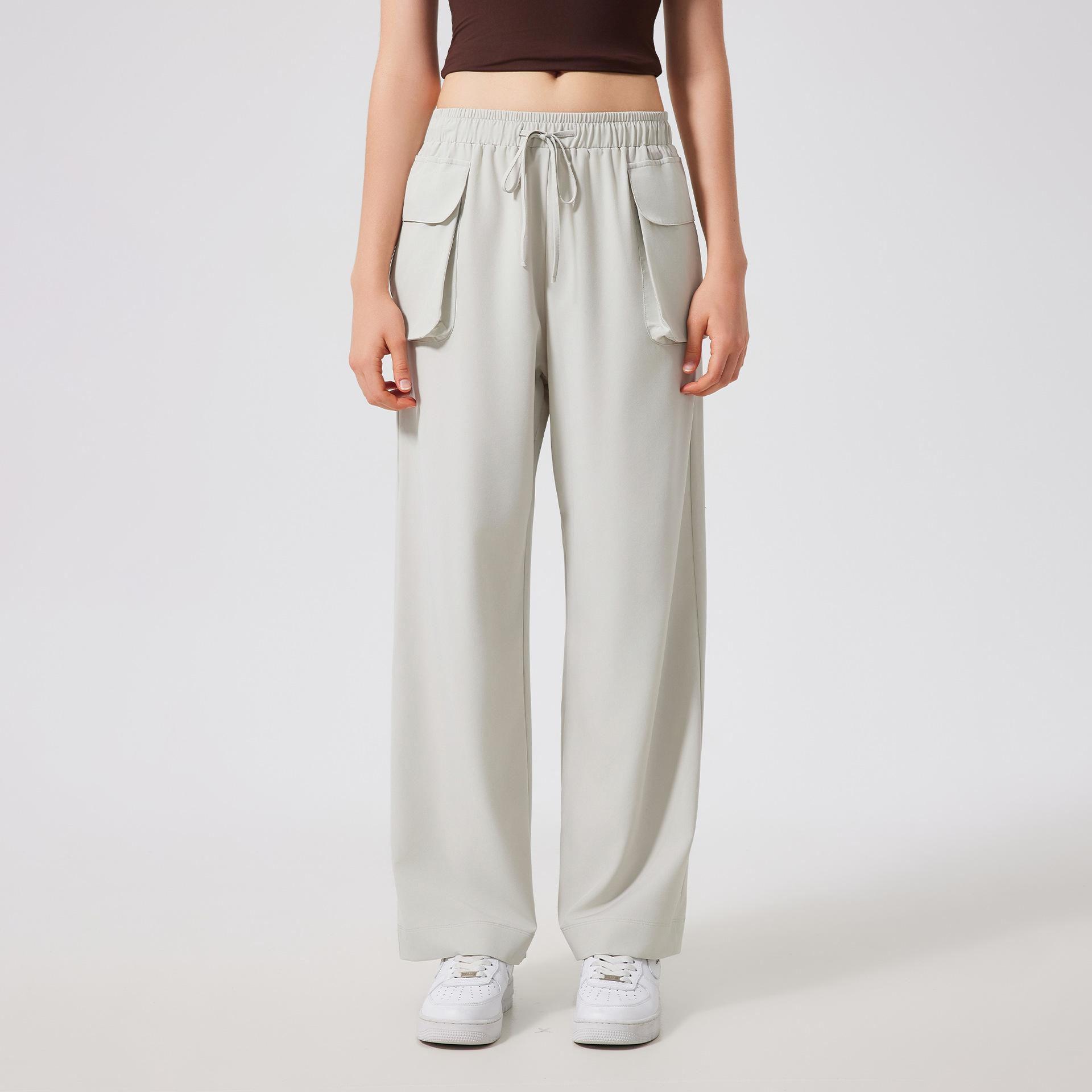 

Sweatpants New outdoor running sports trousers Women s light and quick-drying fitness yoga pants Double pocket straight tooling casual pants M