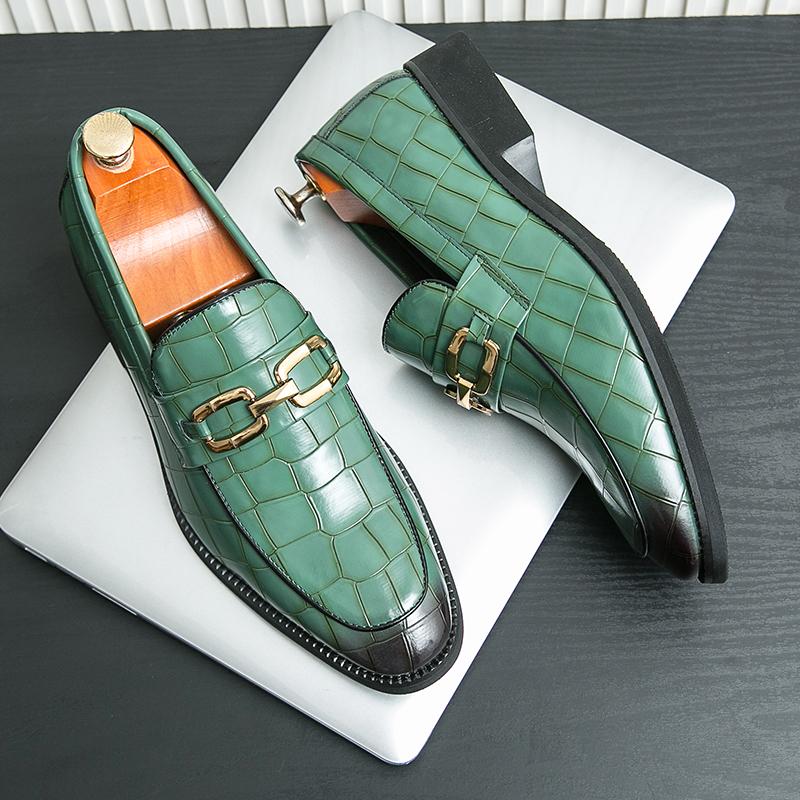 Fashion Popular Men Business Formal Shoes PU Fashion Metal Buckle Business Office Loafers European Social Shoes Size 38-46 Men Shoes