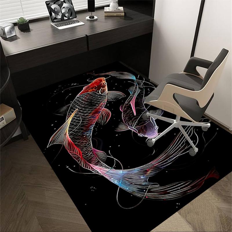 1PC Koi Fish Carpet Office Rug Mat Home Decor Area Carpet Festival Gift Office Desk Chair Carpet Longlasting Material