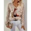 Elegant Autumn and Winter, Bohemian, Western-style Versatile Pullover V-neck Long Sleeved Women's Top, Trendy Women's Knitted Sweater