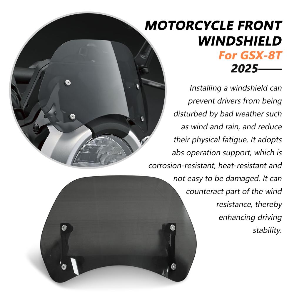 For gsx8t 2025 GSX-8T 2025 GSX 8T 2026 Motorcycle Windshield Windscreen Wind Deflector Round Headlight
