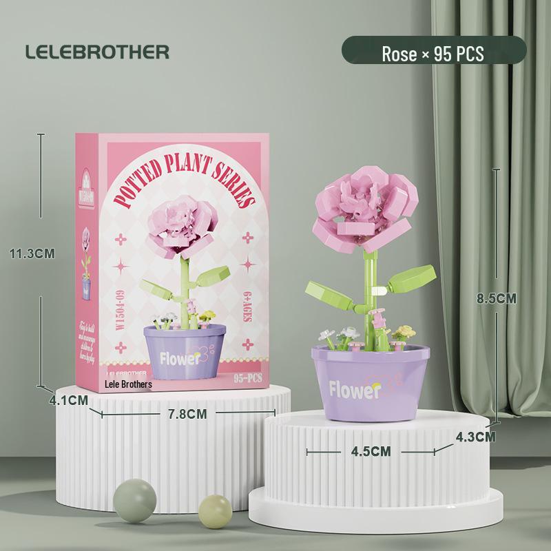 Preserved Flower Bonsai & Rose Succulent Building Blocks - Compatible with LEGO