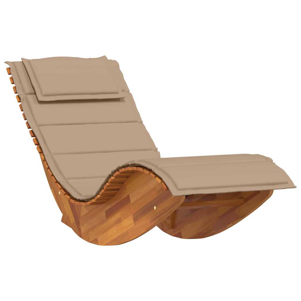 2 Person Sun Lounger with Cushions 2 Pcs Brown Solid Acacia Wood