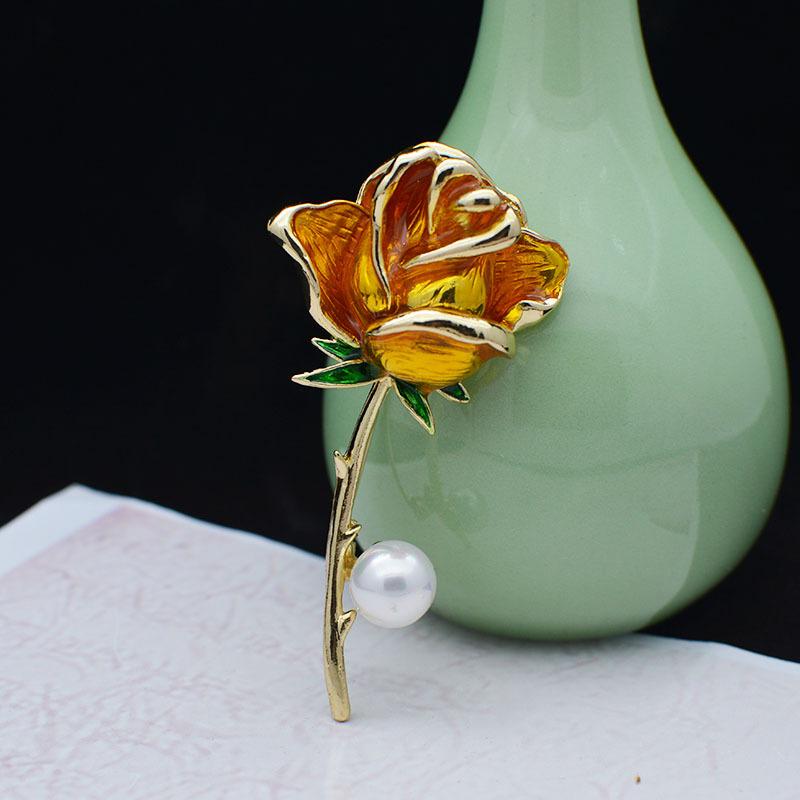 Handbemalte Öltropfen-Perlenbrosche, Rosenblütenbrosche, Pullover-Corsage, wildes Modeaccessoire