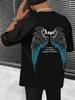 Sommerkleidung für Herren, Herren T-Shirt mit Rundhalsausschnitt und "Engel" & Flügel Print, Reguläre Passform