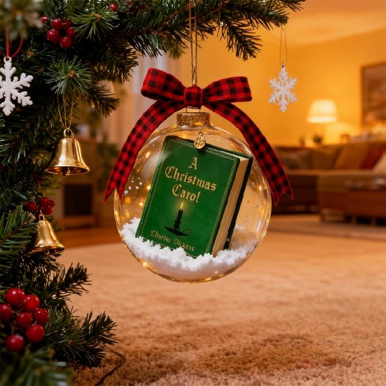 Festival Mini Book Shape Christmas Ornament Feature Holiday Carols Portable Shatters Proof Design For Indoor Decorations