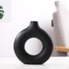 Ceramic Vase Nordic Round Hollow Circular Donuts Floral Flower Pot for Desktop Bedroom Tabletop Home
