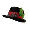 New Christmas Tree Top Hat Ornament Decoration Snow Man Headwear Wide Brim Fedora Hat Red Plaid Berry Hat Cosplay Party Dress Up