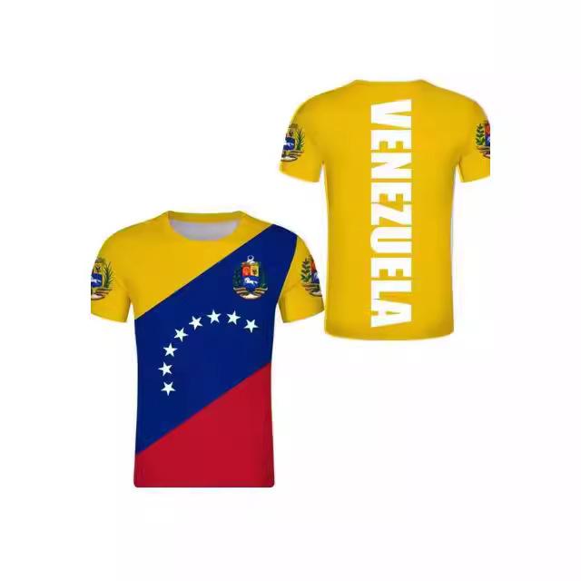Venezuelan flag and emblem 3D printed T-shirt for women and men, high-quality clothing