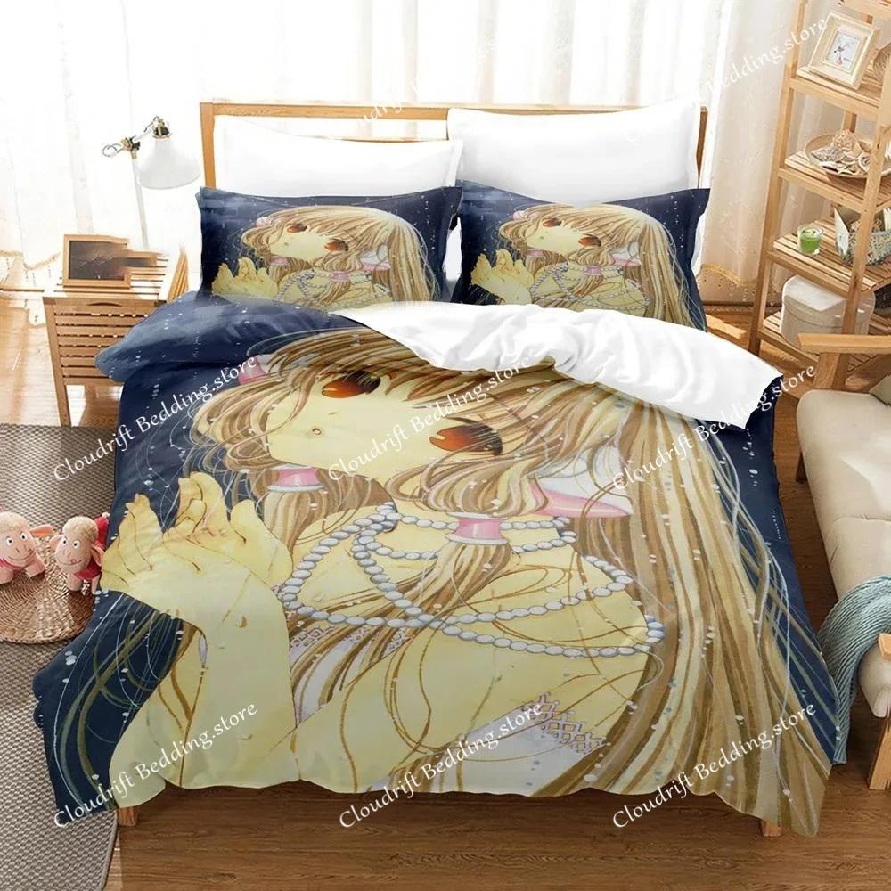 3D Printing Kawaii Anime Chobits Chi Bedding Set Boys Girls Twin Queen Size Duvet Cover Pillowcase Bed Kids Adult Home Textile