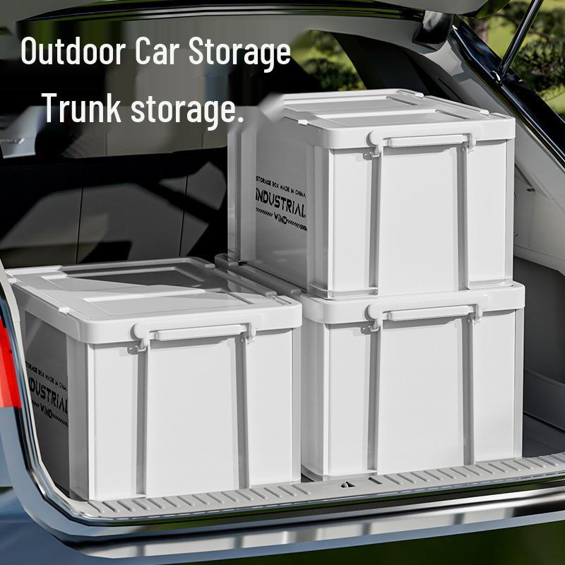 Large Capacity Outdoor Camping Storage Box with Lid - Thick Plastic Car Trunk Organizer