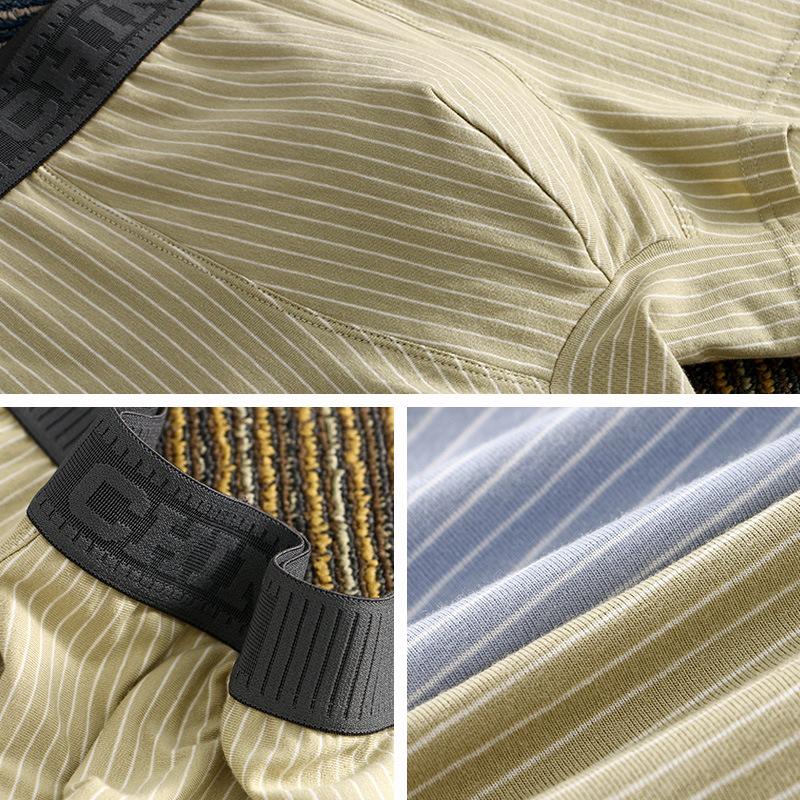Striped Underwear for Men Cotton Breathable Four Cornered Pants Men's Comfortable Flat Cornered Pants