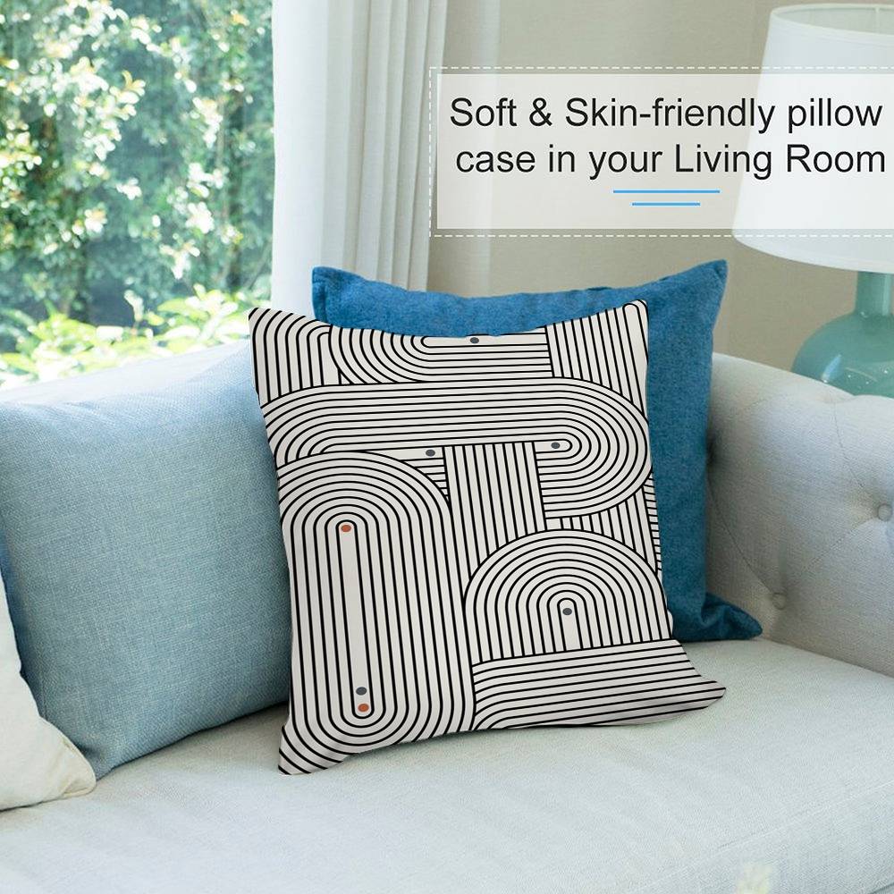 Abstract Art Line Pillow Case Short Plush Double-Sided Print Square Throw Pillow Covers Sofa Home Cushion Decor