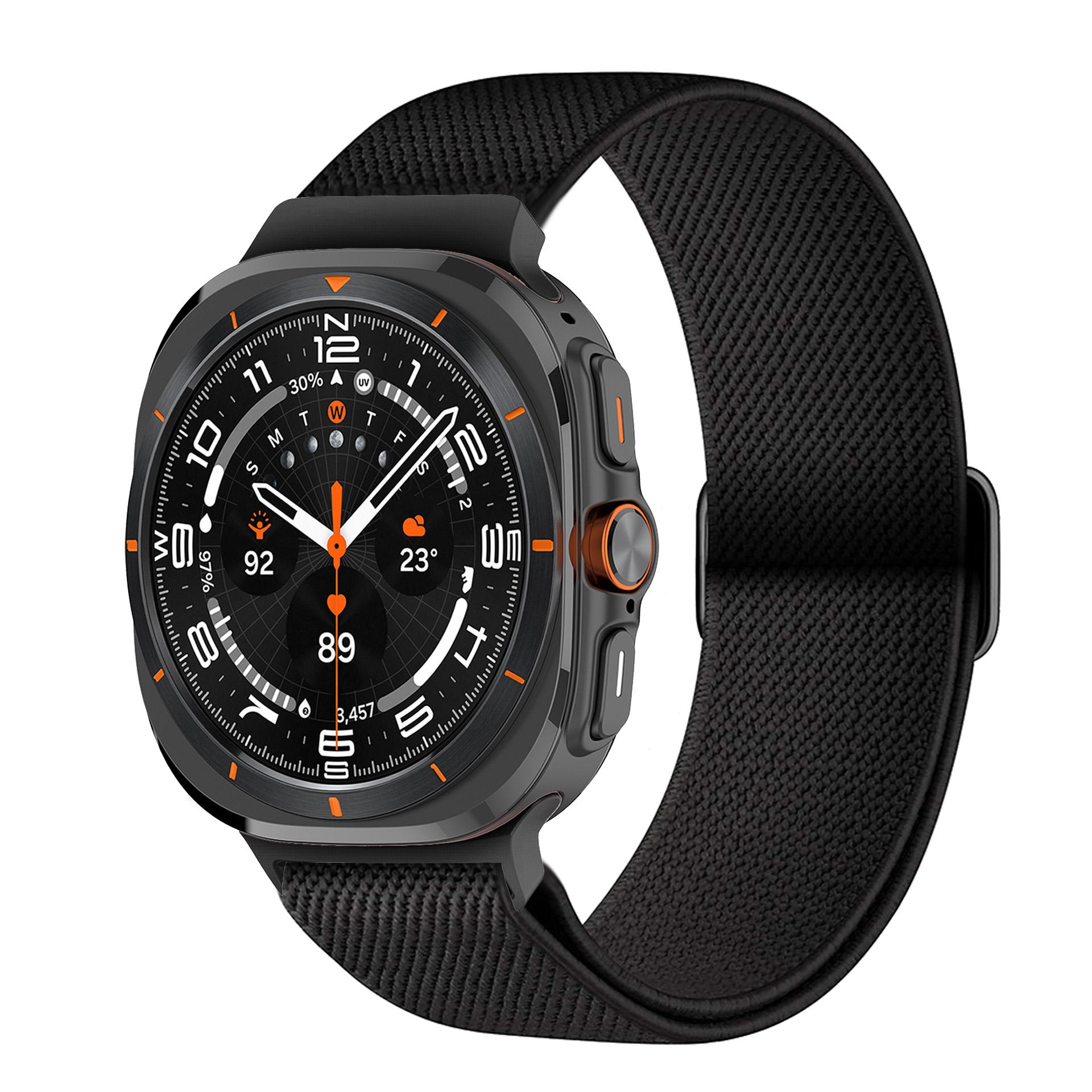 

Ремешок-скранчл для Samsung Galaxy Watch Ultra 47 мм Спортивный Эластичный Нейлоновый браслет correa Galaxy watch 7 Ultra band 47 аксессуары Galaxy watch 7 Ultra чёрный