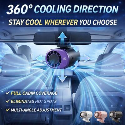Clip-on Semiconductor Cooling Fan 360° Rotatable 199 Speeds LED Display USB Rechargeable Portable Mini Cooler Pink
