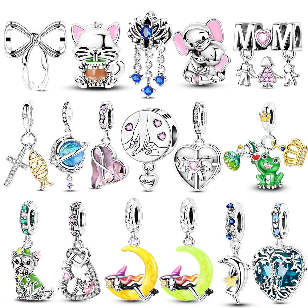 New In Copper Bow Love Mom Pendant Charms Beads Jewellery Fit Original Bracelet Diy For Woman Jewelry Gift