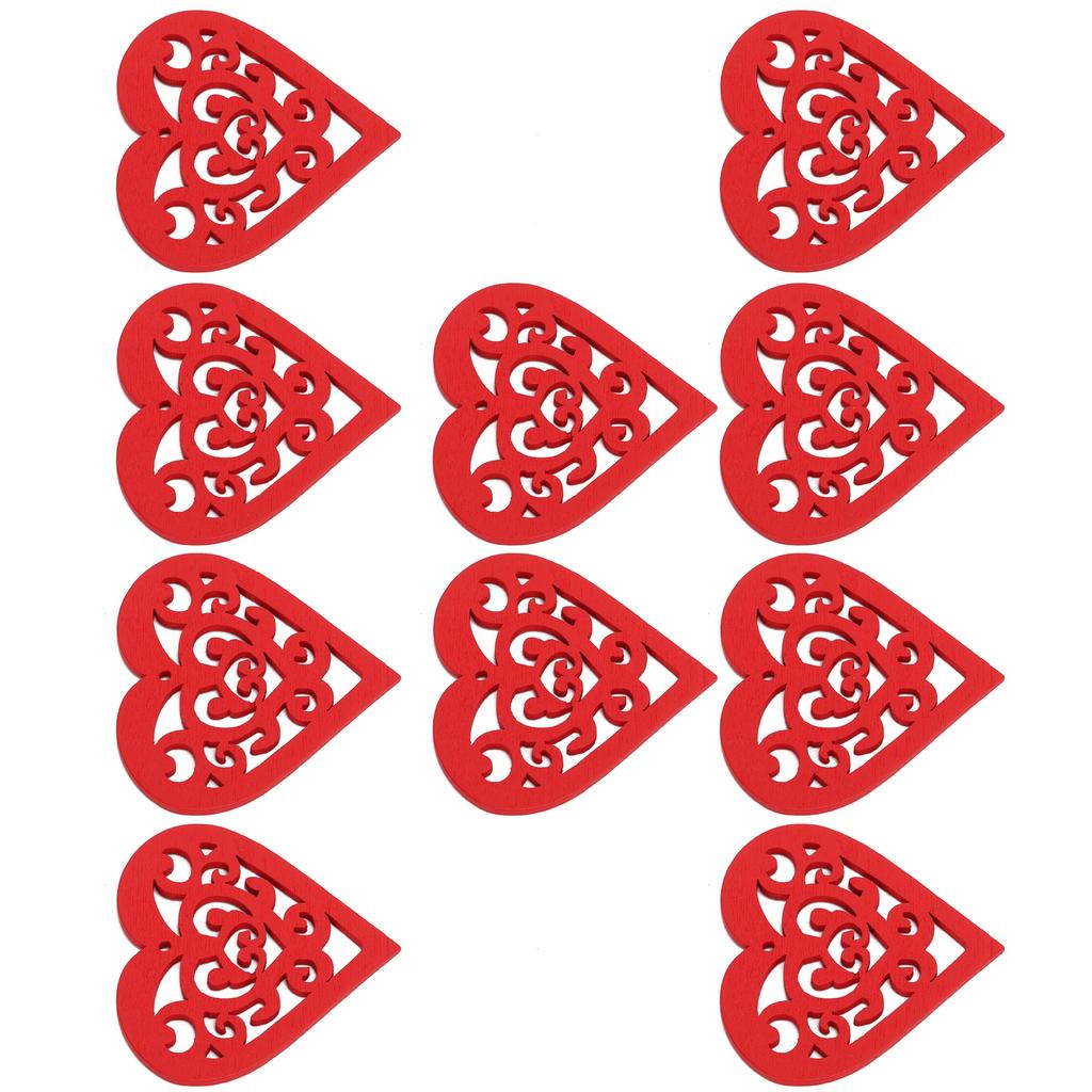 10 Pcs Wood Chip Pendant 80mm Durable Carving Hollow Heart Shaped Wedding Decoration