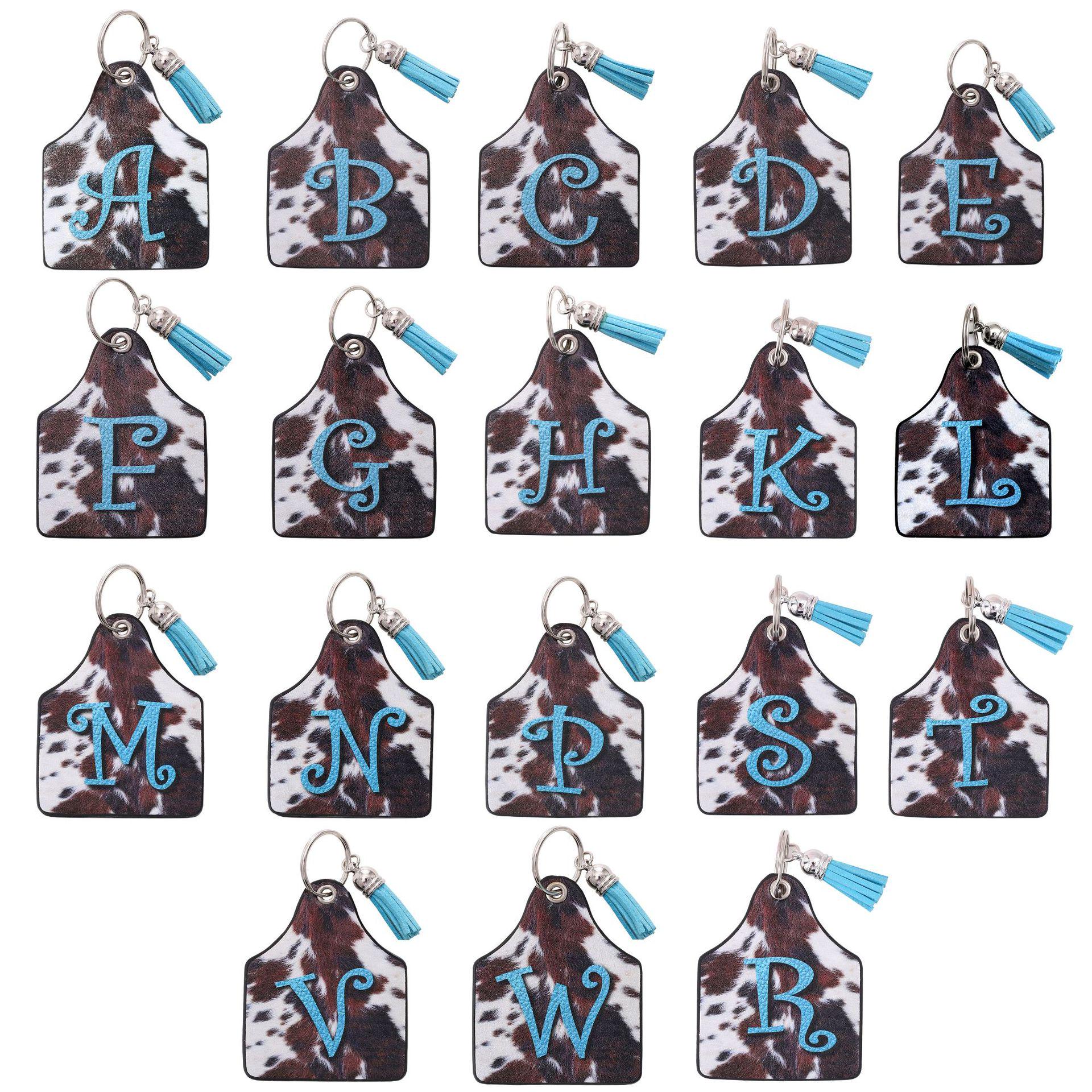 

Custom Retro Western Farm Cow Print Leather Keychain