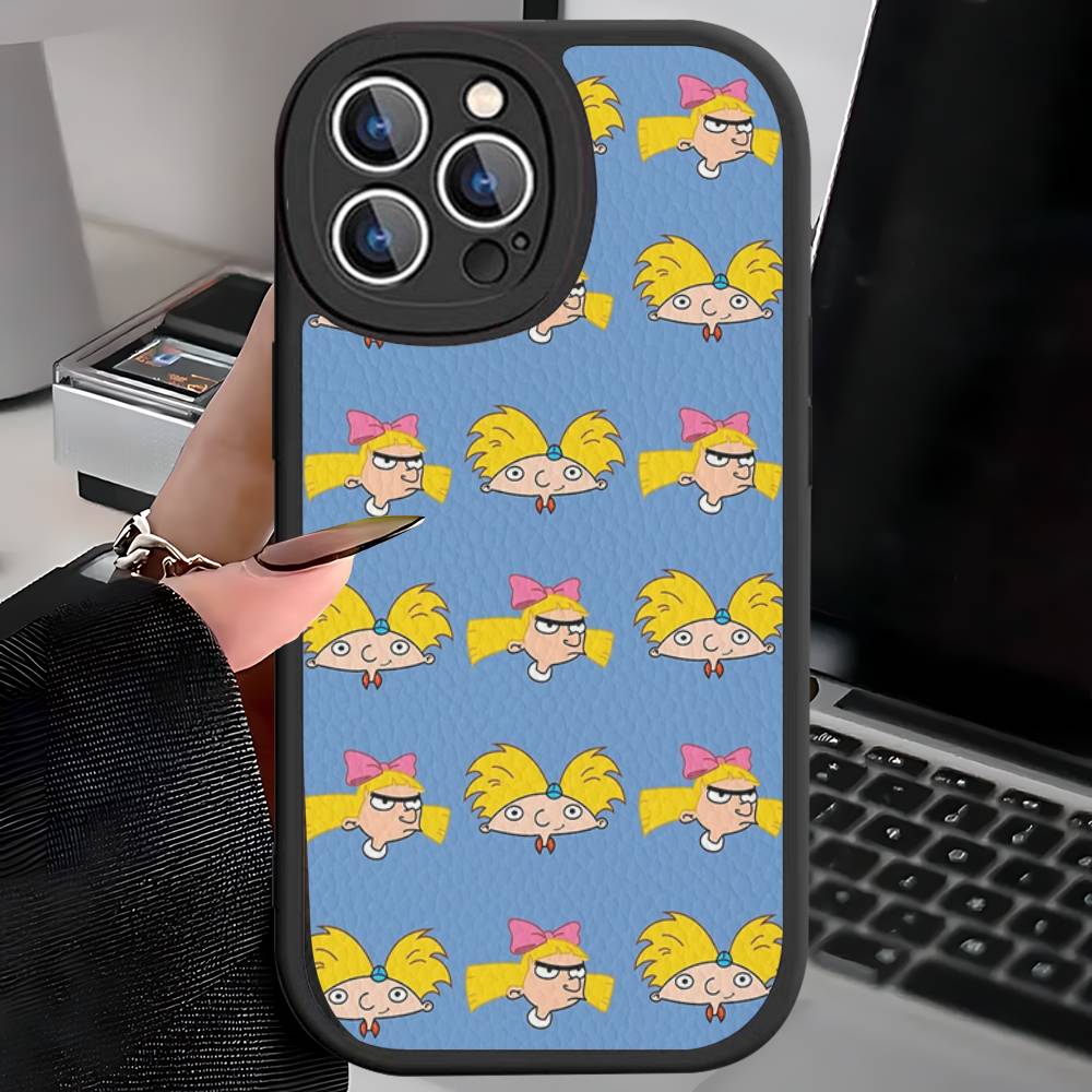 H-Hey A-Arnold Helga Bonito For IPhone 16 15 14 13 12 11 Pro Max Plus Shockproof Leather Soft Phone Cover iphone 12