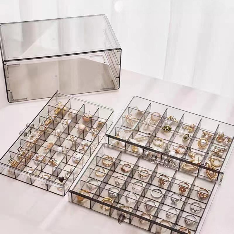 Multi-layer Jewelry Storage Box, Transparent High-end Ring, Stud Earrings, Necklace, Storage Display Rack, Drawer, Jewelry Box.