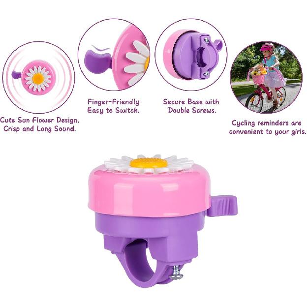 Kids Bike Basket, Bike Basket Front Bike Accessories for Girl Boys, Woven Bicycle Basket with Stickers, Bike Bell, Windmill, and 1pairs Colorful