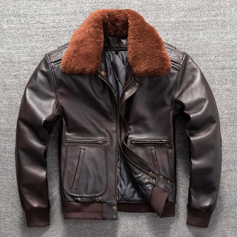Leather Leather Jacket Sweater Collar Cotton Removable Liner Men's Winter Large Size Jacket