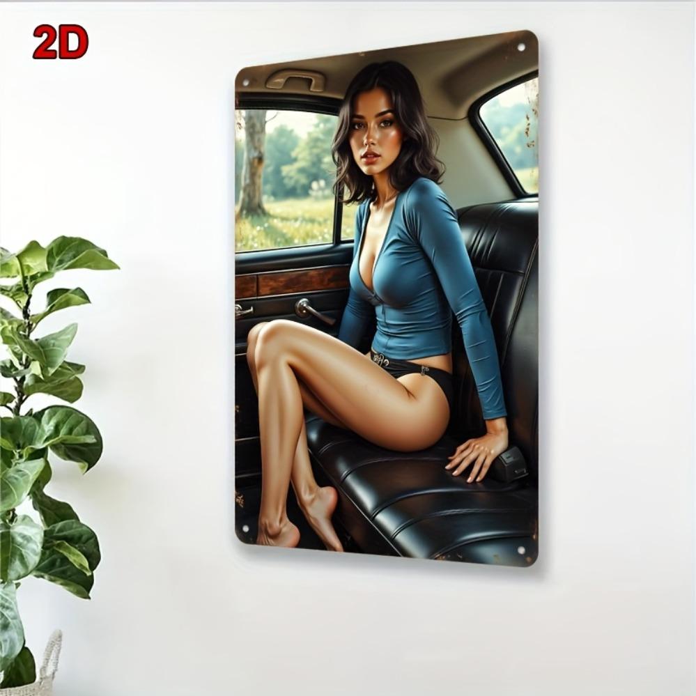 Vintage Metal Tin Sign Retro Car Decor 8x12 Inch Blue & Black - Stylish Art for Bar Cafe Restaurant Home Vehicle Theme Room Deco