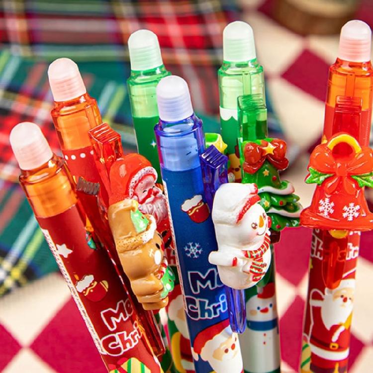 6Pcs Holiday Erasable Gel Pen Retractable Gel Inks Pens Blue Inks 0.5mm Tip for Writing Journaling Stocking Fillers