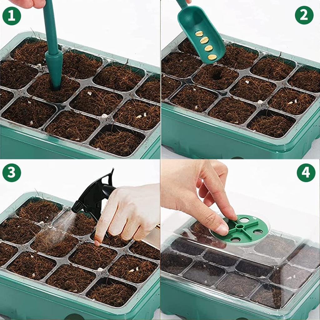 Seedling Pots (Set of 10), Seedling Trays, Seedling Boxes, 12-Hole Seedling Trays, Seed Germination and Seedling Cultivation Set, Seed Sowing House, S