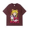 275 GSM Gewaschene T-Shirts 100% Baumwolle Sailor Moon V9 Minako Print Unisex Schweres Baumwoll-T-Shirt