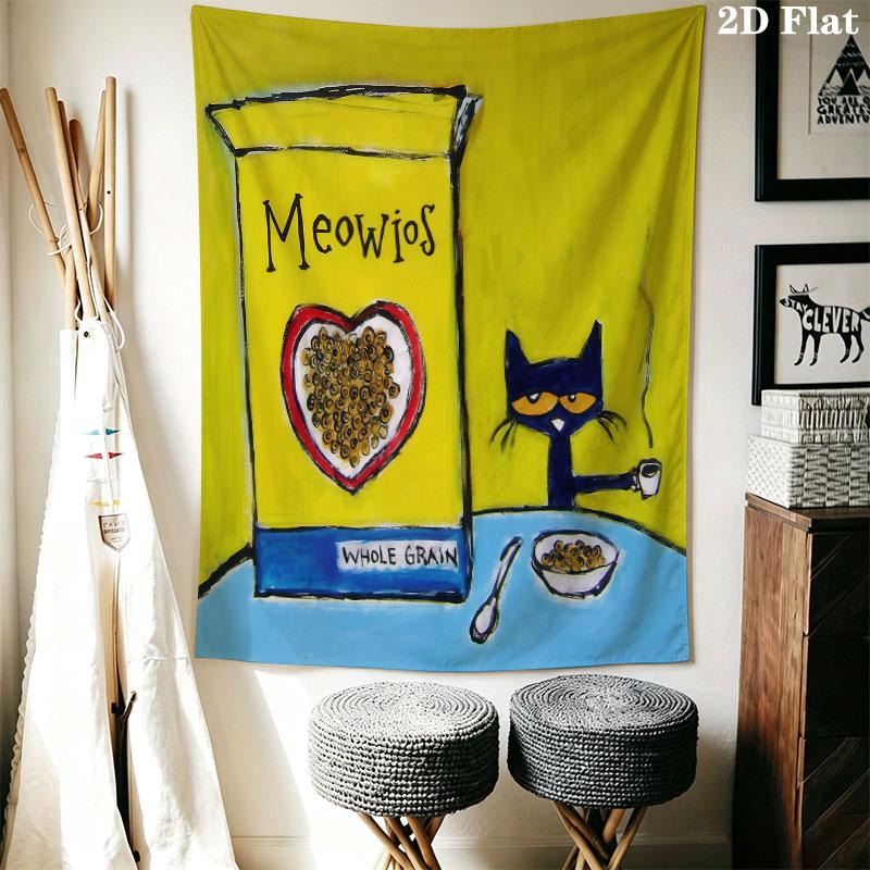 Pete Cat Dream Wall Hanging Printed Fabric Blanket Decorative Tapestries for Bedroom Living Room Home Decor