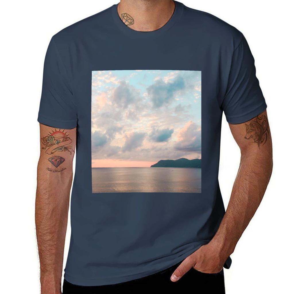 Sunset On The Ocean Tshirt Large Size Casual Tee Shirt Tshirt