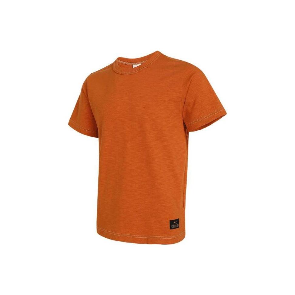 Nike Solid Color Crew Neck Comfortable Pullover Casual Sport Short Sleeve Regular T-Shirt Men Tops Orange FN2646-815