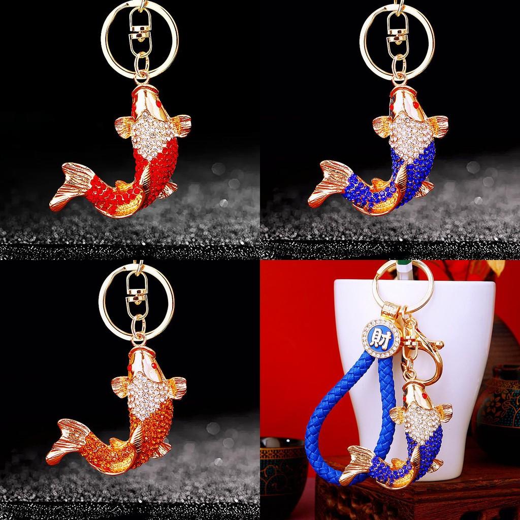 Opulent National Style Fish Keychain Adorned With Brilliant Rhinestones Ideal For Celebratory Gifts