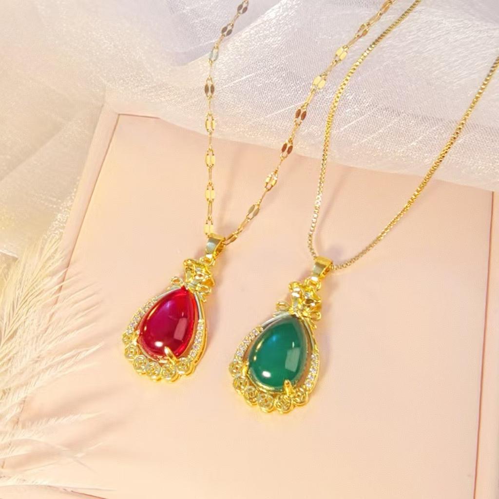 Wassertropfen Halskette Damen Retro Hofstil Trend Vielseitig Oval Eiernudel Zimmeraccessoires