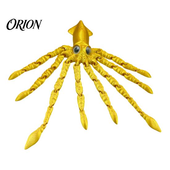 Ocean Themed Party Favors 3D Printed Squid Fidget Toy, Flexible Articulated Marine Animal Figure, Decompression Educational Cognitive Teaching