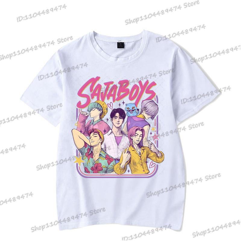 

Летние новые футболки KPop Demon Hunters Винтажные корейские Ulzzang Аниме Руми Тигр Саджа Футболки для мальчиков Хип-хоп Уличная одежда Подростковые S